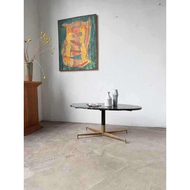 Arflex Green Marble and Brass Coffee Table attributed to Michel Kin for Arflex, 1960s For Sale - Image 4 of 18