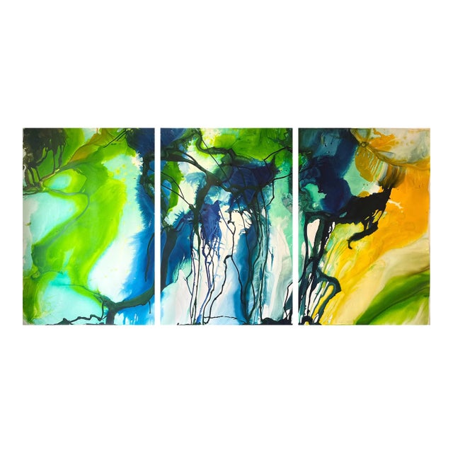 Contemporary Abstract Painting on Paper Bois De Boulogne 1 by Martin Reyna For Sale