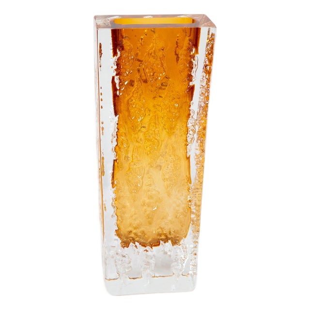 Pressed Glass Block Vase by Kurt Wokan for Ingrid Glasshütte, 1970s For Sale