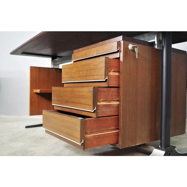 Metal Desk & 2 Chairs from Fantoni, 1960s, Set of 3 For Sale - Image 7 of 17