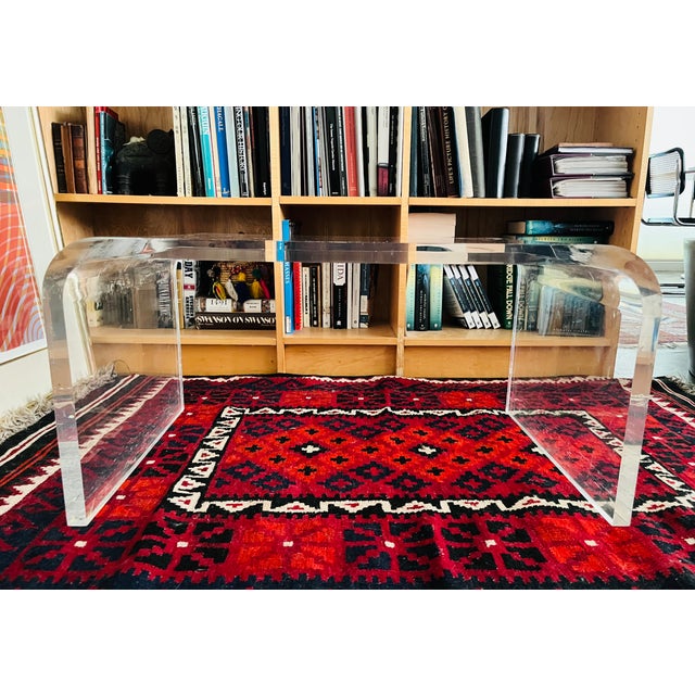 Vintage Lucite Coffee Table Waterfall Style For Sale In New York - Image 6 of 9