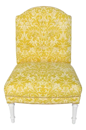 Newly Reupholstered Fortuny Yellow Silk Slipper Chair
