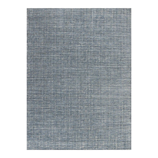 Simplicity Comfort Blue Gray Contemporary Handwoven Rug, 10' X 14' For Sale