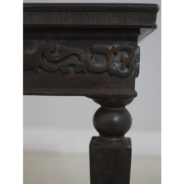 1970s Theodore Alexander Bronze 2 Tier Square Etched Side Table For Sale - Image 5 of 14