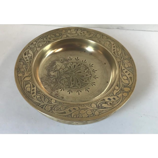 Vintage Brass Two Piece Etched Brass Ashtray For Sale In Dallas - Image 6 of 8