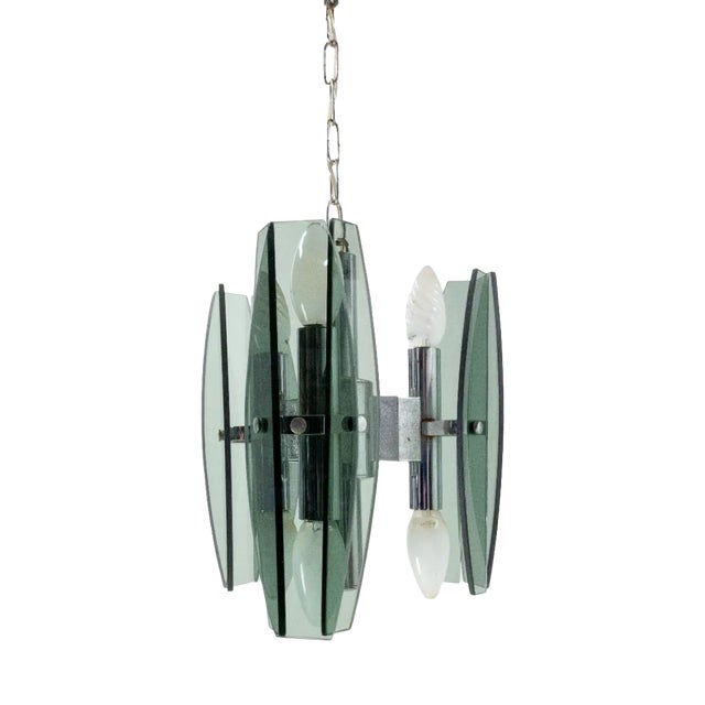 French Pendant in Lustre Glass and Metal, 1970 For Sale