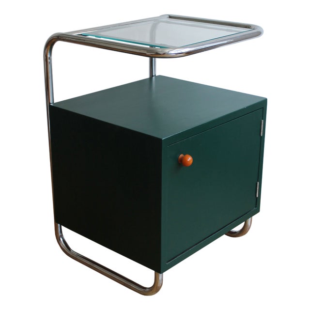 Functionalist Tubular Steel Bedside Table by Robert Slezak for Kovona, Czech, 1940s For Sale