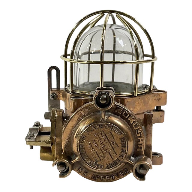 Brass Ships Bulkhead Ceiling Brass Light For Sale