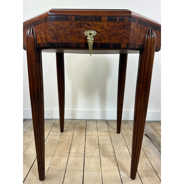 1920s Art Deco Side Table in Burr Walnut Marquetry, 1930s For Sale - Image 5 of 12