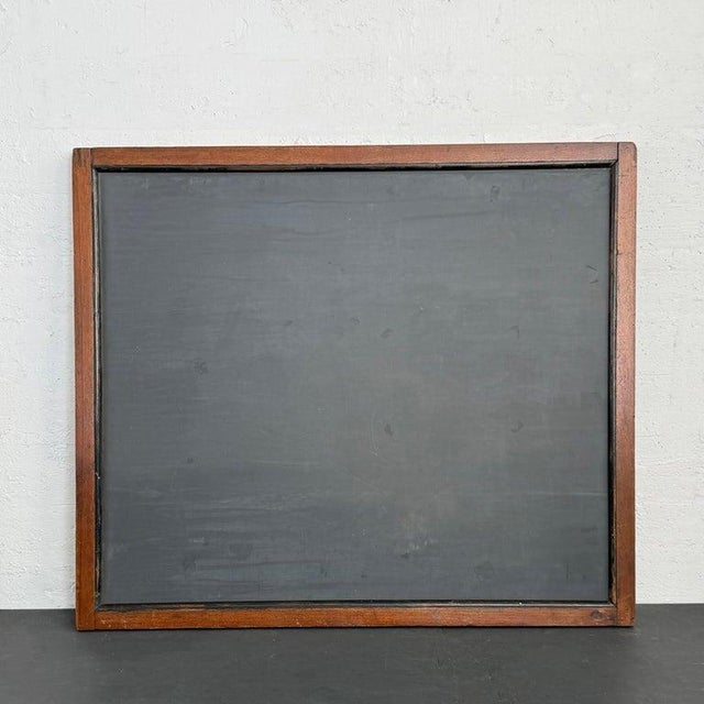 1930s Early 20th Century Large Schoolhouse Oak Framed Slate Chalkboard For Sale - Image 5 of 11