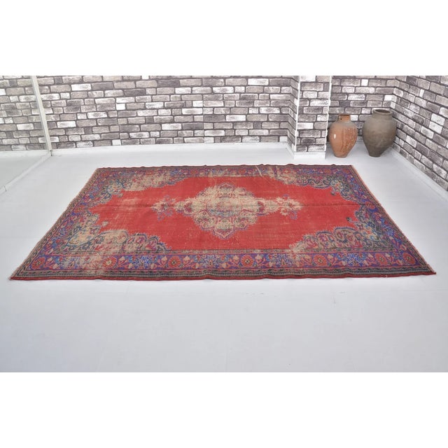 Handmade wool and cotton rug in Turkish Anatolia Carpet, Vintage Oushak Rug, Turkish Vintage Anatolian Rug, Handmade wool...