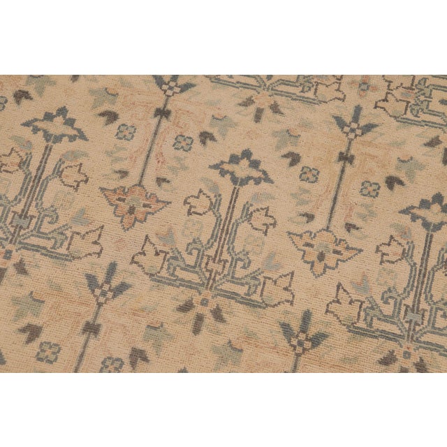 1990s Boho Chic Beige/Blue Wool Rug - 9'3'' X 12'2'' For Sale - Image 5 of 10