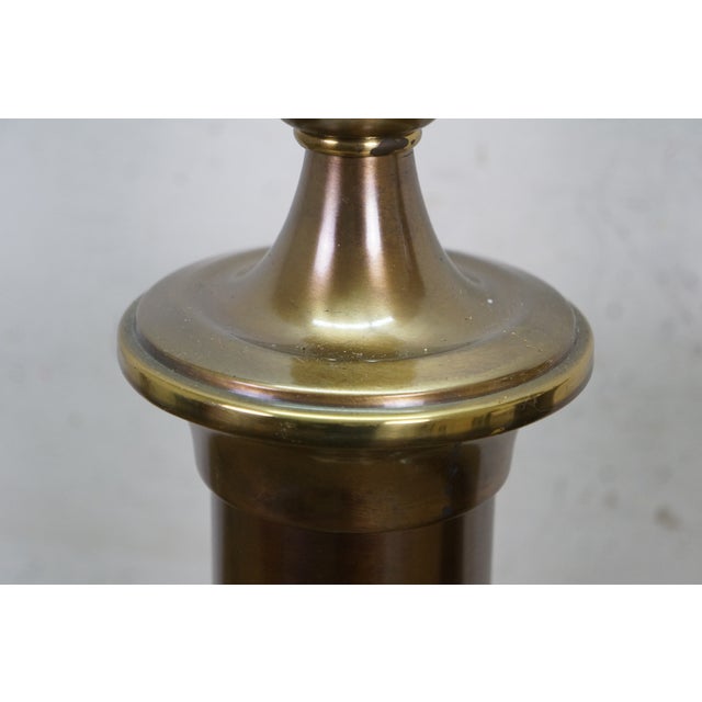 Metal 2 Vintage Brass Hollywood Regency Torchiere Column Table Lamps 20 For Sale - Image 7 of 14