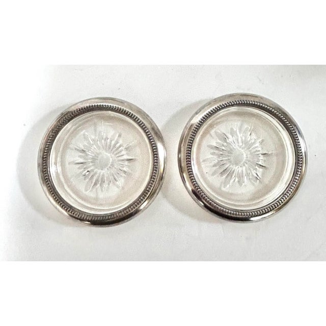 Vintage Silverplate & Glass Coasters – Park Sherman & Leonard of Italy (Set of 4) For Sale - Image 4 of 8