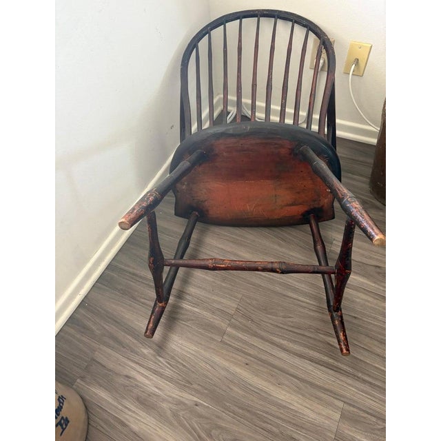Black Collection of Three Painted 19Thc Philadelphia Windsor Chairs -3 For Sale - Image 8 of 11