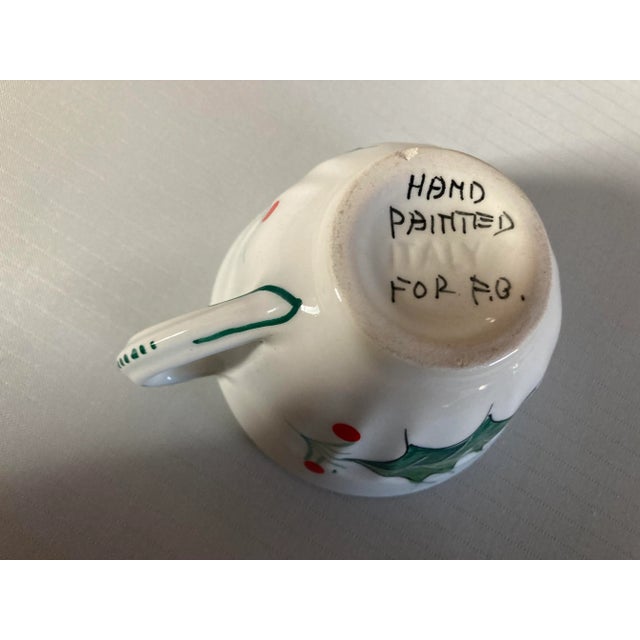 Vintage Hand Painted Italy Mistletoe Tea & Coffee Cups S/3 For Sale - Image 4 of 6