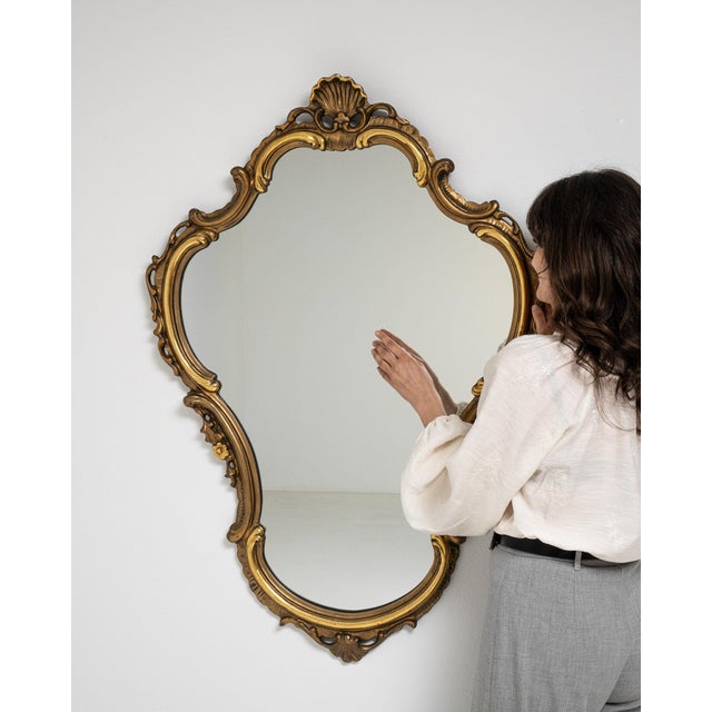 19th Century France Baroque Gold Wood Mirror For Sale - Image 9 of 9