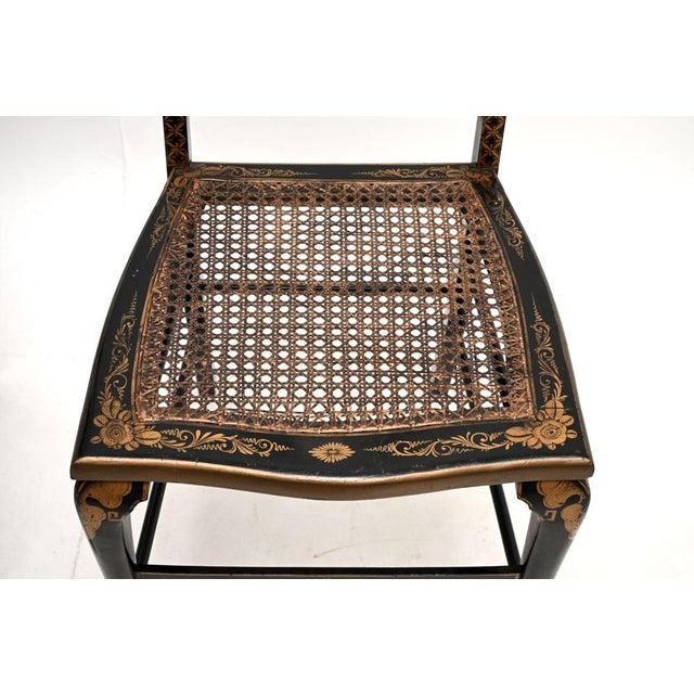 Antique Lacquered Chinoiserie Side Chairs, 1900, Set of 2 For Sale - Image 11 of 12