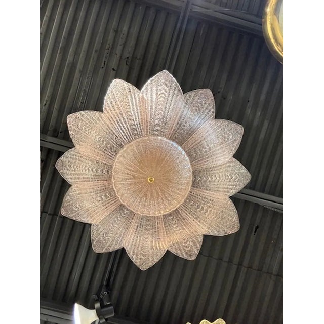 Modern Pink Murano Glass Flush Mount Chandelier For Sale In Dallas - Image 6 of 6