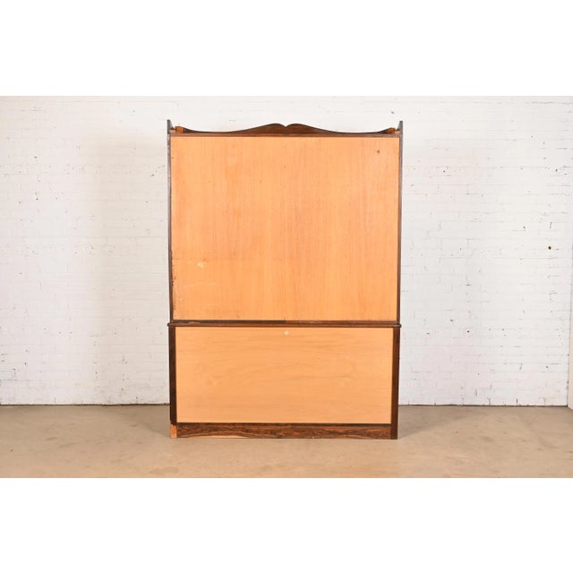 Don Shoemaker Studio Crafted Carved Cocobolo Rosewood Breakfront Bookcase Cabinet, Circa 1970s For Sale - Image 12 of 14