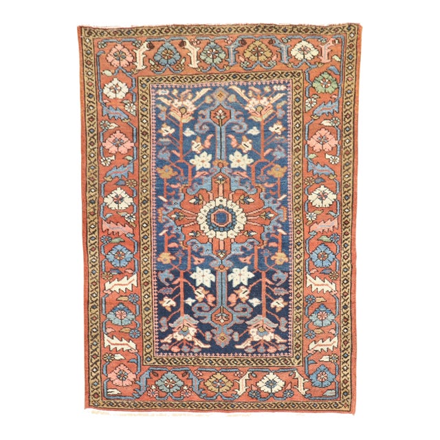 Antique Zabihi Collection Persian Heriz Scatter Rug - 3'4" x 4'6" For Sale