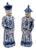 Pair of Vintage Chinese Blue & White Porcelain Chinese Emperor Figures For Sale