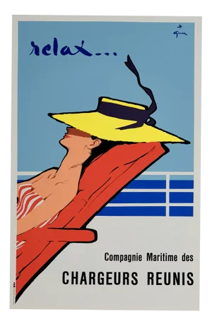 Original Vintage Relax Offset Poster by René Gruau, 1980s
