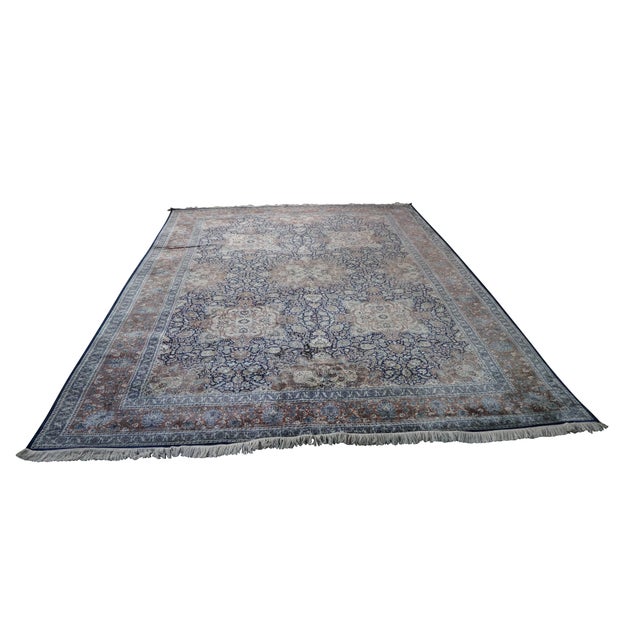 Indian Vintage Indian Wool Handwoven Geometric Floral Medallion Area Rug Carpet 9 X 13' For Sale - Image 3 of 13
