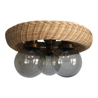 Wicker Flush Light For Sale