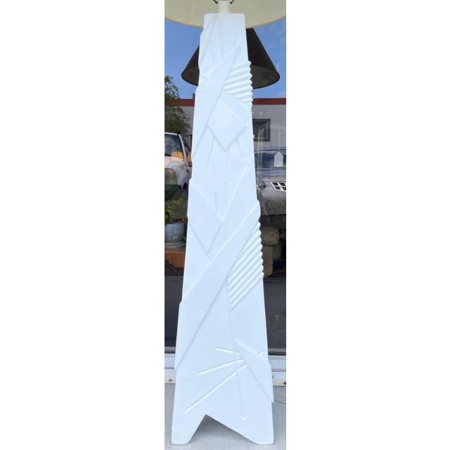 1980s 1980's Postmodern Plaster Floor Lamp in a Gesso Finish/Signed For Sale - Image 5 of 11