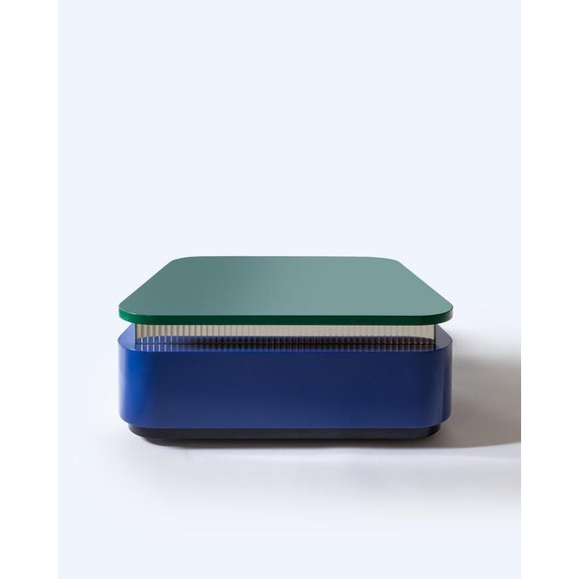Thelma e louise coffee table in glossy lacquered mdf & flute mirror by softhouse dimensions: d 70 x w 70 x h 25 cm....