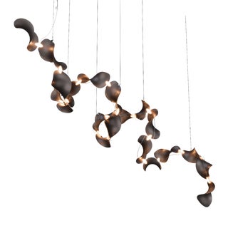 Dune 20 Spiral Chandelier with Metallic Tone Shades from Moss Objects For Sale