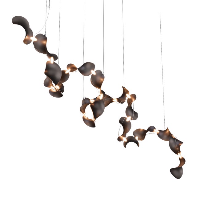 Dune 20 Spiral Chandelier with Metallic Tone Shades from Moss Objects For Sale