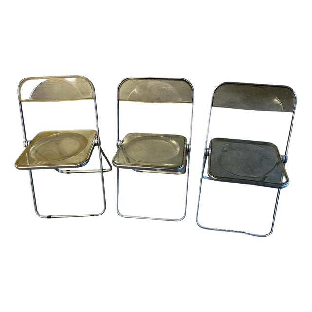 Plia Folding Chairs attributed to Giancarlo Piretti for Castelli, Italy, 1970s, Set of 3 For Sale