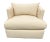 Freshly upholstered Directional swivel chair. Angled back and sides. Back cushion. Chunky thick off white cotton fabric...