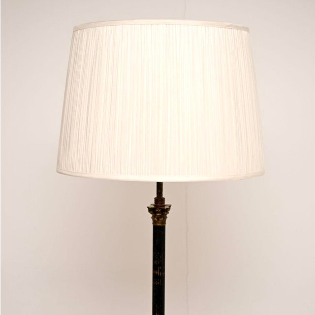 A wonderful antique neoclassical style brass and enamelled tole floor lamp. This was made in England, it dates from the...