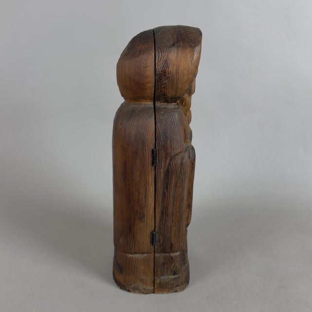 Monk or Friar Bottle Holder Sculpture in Carved Wood, 1960s For Sale - Image 3 of 11
