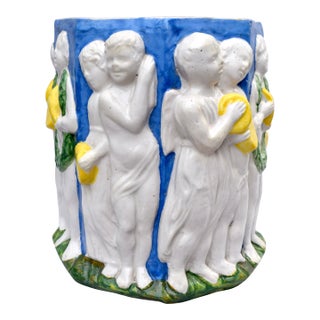 Early 20th C. Italian Majolica Planter in the Manner of Della Robbia For Sale