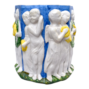 Early 20th C. Italian Majolica Planter in the Manner of Della Robbia
