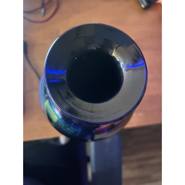 Vintage 11" Iridescent Art Glass Vase in Cobalt Amethyst – Czech / Kralik Style For Sale - Image 4 of 13