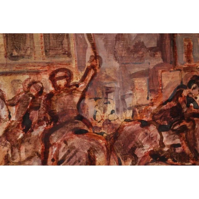 Arthur Smith, Street Riot Oil Painting Mounted Police WPA artist Social Justice Americana Art For Sale - Image 10 of 12