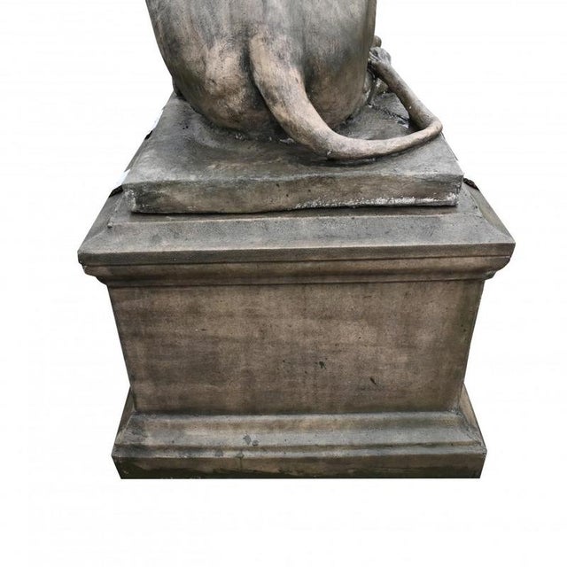 Lifesize Lion Gatekeeper Statues Stone Country House, Set of 2 For Sale - Image 12 of 16
