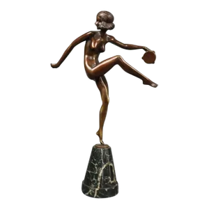 Pierre Laurel (French 1892-1962) Patinated Bronze Figure "Tambourine Dancer" C. 1925