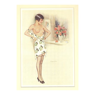 1930 French Art Deco Lithograph Nude by Suzanne Meunier, Matted For Sale