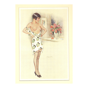 1930 French Art Deco Lithograph Nude by Suzanne Meunier, Matted