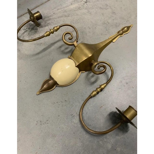 Chapman Manufacturing Company 1970s Chapman Brass & Faux Ostrich Egg Sconces - a Pair For Sale - Image 4 of 10