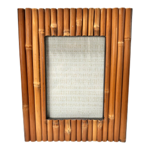 Vintage Bamboo Picture Frame - Coastal Boho Natural Rattan Style Desk Frame