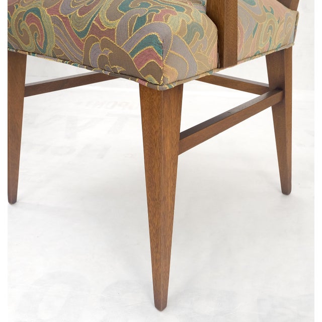 Tommy Parzinger Light Walnut Dining Chairs Lenor Larsen Upholstery MINT - Set of 6 For Sale - Image 11 of 12