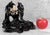 - Original Mid 20th Century Chinoiserie Dancer Sculpture - Black Porcelain with Original Glazed Finish - Hand Painted Gold...