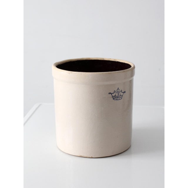 Cream Antique Western Stoneware 3 Gallon Crock For Sale - Image 8 of 15